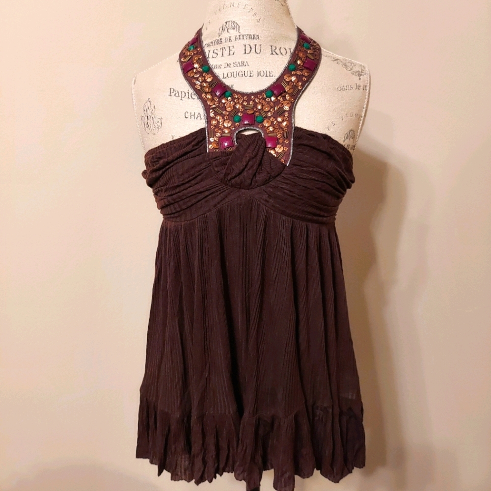 NWT Free People Boho Halter Tunic Top Sz M